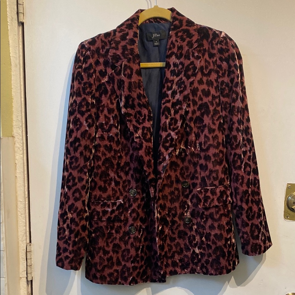 J. Crew Pink Leopard Print Women's Blazer